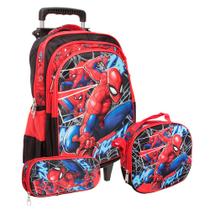 Kit Mochila Infantil Escolar Menino Homem Aranha Rodinha