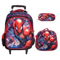 Kit Mochila Infantil Escolar Menino Homem Aranha Rodinha