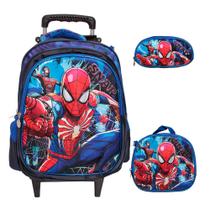 Kit Mochila Infantil Escolar Menino Homem Aranha Rodinha