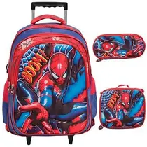 Kit Mochila Infantil Escolar Menino Homem Aranha Rodinhas