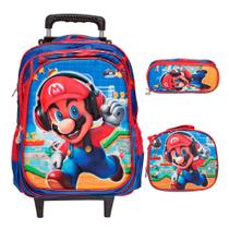 Kit Mochila Infantil Escolar Menino Rodinha Volta Aulas