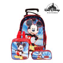 Kit Mochila Infantil Escolar Mickey Mouse Walt Disney De Rodinha