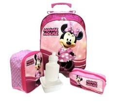 Kit Mochila Infantil Escolar Minnie Glitter Rodinhas G F5
