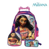 Kit Mochila Infantil Escolar Moana Com Rodinhas