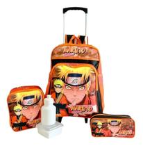Kit Mochila Infantil Escolar Naruto Bolso Rodinhas M F5