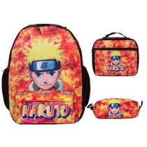 Kit Mochila Infantil Escolar Naruto Costas Lancheira Estojo