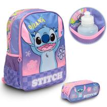 Kit Mochila Infantil Escolar Passeio Stitch Costas + Estojo