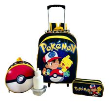 Kit Mochila Infantil Escolar Pokemon Pikachu Ash Rodinhas G Kit Mochila Infantil Escolar Pokemon Pikachu Ash Rodinhas G