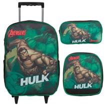 Kit Mochila Infantil Escolar Rodinha Hulk Vingadores Grande