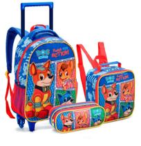 Kit Mochila Infantil Escolar Rodinhas Dog Heroes Com Lancheira Estojo Seanite