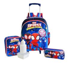 Kit Mochila Infantil Escolar Rodinhas Homem Aranha Amigos G F5 - proprio