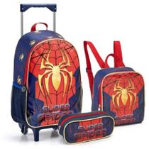 Kit Mochila Infantil Escolar Rodinhas Homem Aranha Com Lancheira Estojo Seanite Kit Mochila Infantil Escolar Rodinhas Homem Aranha Com Lancheira Estojo Seanite