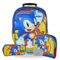 Kit Mochila Infantil Escolar Sonic Rodinhas Tam G