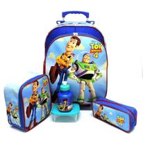 Kit Mochila Infantil Escolar Toy Story Rodinhas Tam G F5
