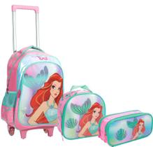Kit Mochila Infantil Estojo e Lancheira Sereia Rosa - Yepp Kit Mochila Infantil Estojo e Lancheira Sereia Rosa - Yepp