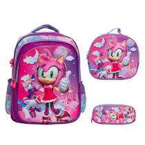 Kit Mochila Infantil Feminina Amy Rose Sonic Costas Tam G Kit Mochila Infantil Feminina Amy Rose Sonic Costas Tam G