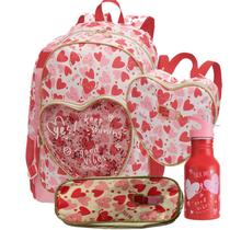 Kit Mochila Infantil Feminina Coração + Lancheira + Squeeze + Estojo Pacific Kit Mochila Infantil Feminina Coração + Lancheira + Squeeze + Estojo Pacific