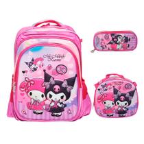 Kit Mochila Infantil Feminina Costas Juvenil Lancheira