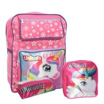 Kit Mochila Infantil Feminina Costas Tam M Creche Passeio