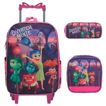 Kit Mochila Infantil Feminina Divertidamente Rodinha 3 Pçs