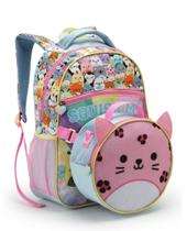 Kit Mochila Infantil Feminina Escolar Juvenil Baleia Com Lancheira Removível