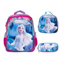 Kit Mochila Infantil Feminina Frozen 3D Costas Reforçada