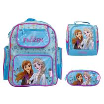 Kit Mochila Infantil Feminina Frozen Costas Lancheira Estojo