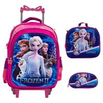 Kit Mochila Infantil Feminina Frozen Rodinha Envio 24 Hrs