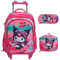 Kit Mochila Infantil Feminina Hello Kitty Rodinha 3 Pçs Kit Mochila Infantil Feminina Hello Kitty Rodinha 3 Pçs