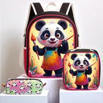 Kit Mochila Infantil Feminina Menina Grande Costas Estojo Lancheira Escolar