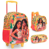 Kit Mochila Infantil Feminina Moana 2 Rodinha Tam G Colorida