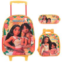 Kit Mochila Infantil Feminina Moana 2 Rodinha Tam G Colorida