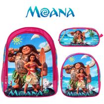 Kit Mochila Infantil Feminina Moana Reforçada Aulas