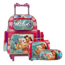 Kit Mochila Infantil Feminina Moana Rodas Lancheira Estojo