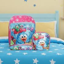 Kit Mochila Infantil Feminina Pequena Personagens Desenho