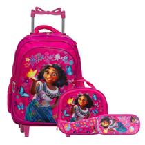 Kit Mochila Infantil Feminina Rodinha Encanto Mirabel 3D