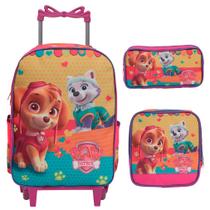 Kit Mochila Infantil Feminina Rodinha Patrulha Canina 3 Pçs