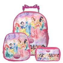 Kit Mochila Infantil Feminina Rodinha Princesas Lancheira