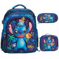 Kit Mochila Infantil Feminina Stitch Costas Juvenil Tam G