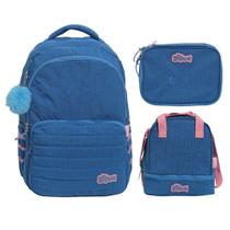 Kit Mochila Infantil Feminina Stitch Costas Juvenil Tam G