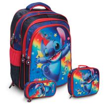 Kit Mochila Infantil Feminina Stitch Costas Passeio Escola