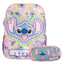 Kit Mochila Infantil Feminina Stitch Juvenil Com Estojo