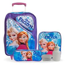 Kit Mochila Infantil Frozen Com Lancheira e Estojo Tam G