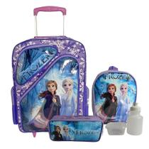 Kit Mochila Infantil Frozen Escolar Tam G Rodinhas - sm