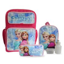 Kit Mochila Infantil Frozen Rosa Costas Tam G