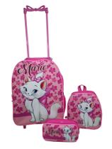 Kit Mochila Infantil Gata Marie Flores Pink