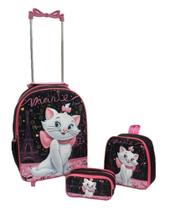 Kit Mochila Infantil Gata Marie Paris Preta