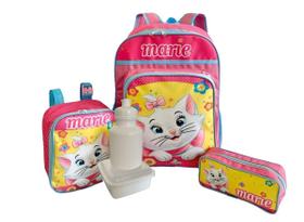 Kit Mochila Infantil Gatinha Marie Costas Rosa Tam G F5