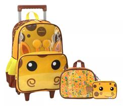 Kit Mochila Infantil Girafa Girafinha Up4you Rodinhas Grande Kit Mochila Infantil Girafa Girafinha Up4you Rodinhas Grande