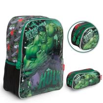 Kit Mochila Infantil Grande Com Estojo Incrível Hulk Menino Kit Mochila Infantil Grande Com Estojo Incrível Hulk Menino